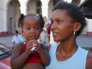 black mum and daughter